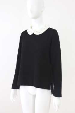 【SALE】Rene（ルネ）　ビジュー白衿ニットプルオーバー　6912500